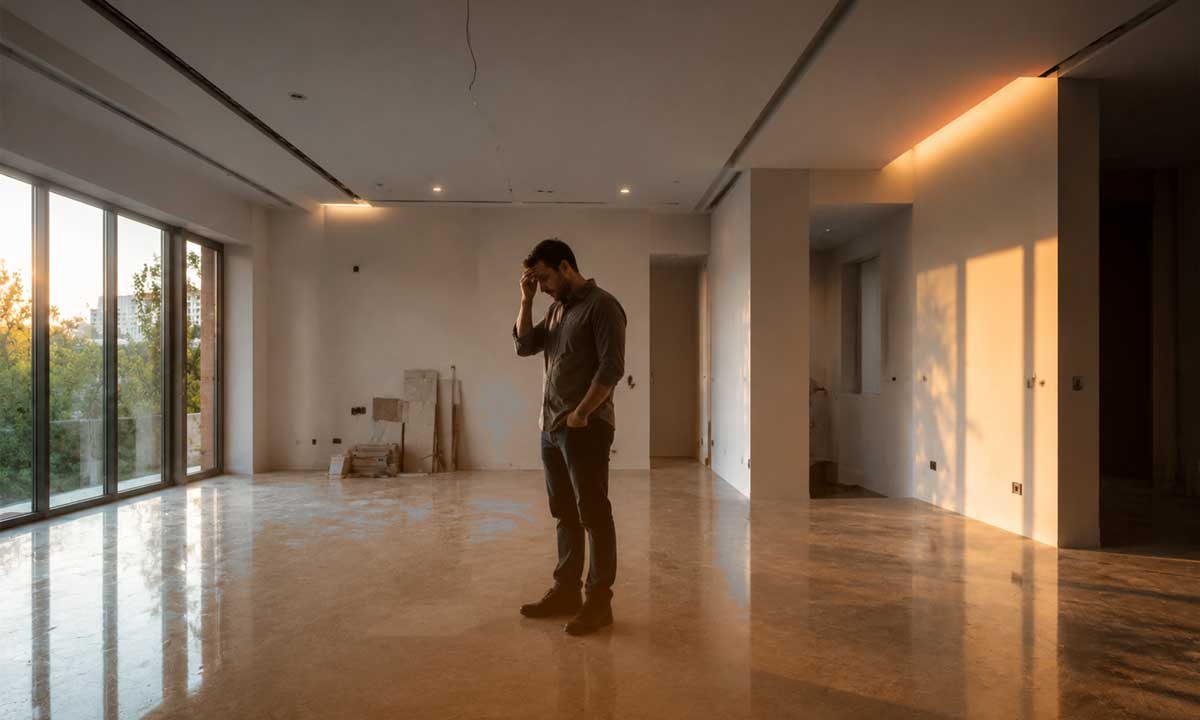 ساختمان تازه ساز بدون کف کشناور